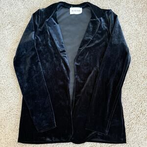 Olive + Oak Navy Blue Faux Velvet Blazer - XS - Holiday Statement Maximalist